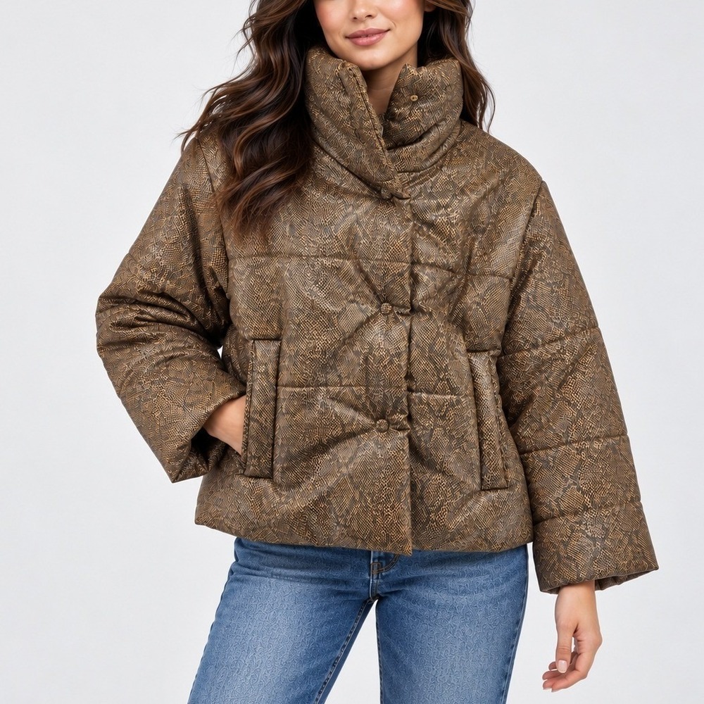 Nanushka Snakeskin Puffer Jacket XS